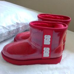 Women's Red UGG Rain Boots (Clear Mini Boot Samba Red)