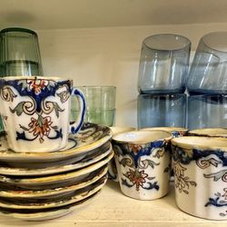 Antique Espresso Set (6) From Rouen, France 