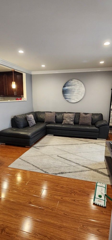 L Shaped Charcoal Gray Sectional Couch