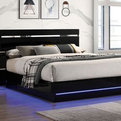 Black Queen Bed With Led Light