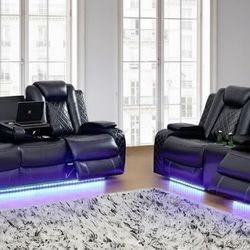 FREE DELIVERY — Brand new 2PC POWER, USB, LED Reclining Sofa Loveseat Set