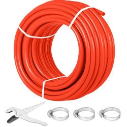 Oxygen Barrier 1/2 Inch 300 Feet Tube Coil EVOH PEX-B Pipe, for Residential Commercial Radiant Floor Heating, Red 126*