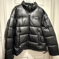 Levi's Men's Faux-Leather Puffer Jacket