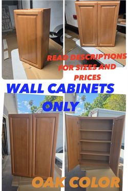 New wall oak cabinets  read descriptions for sizes and prices