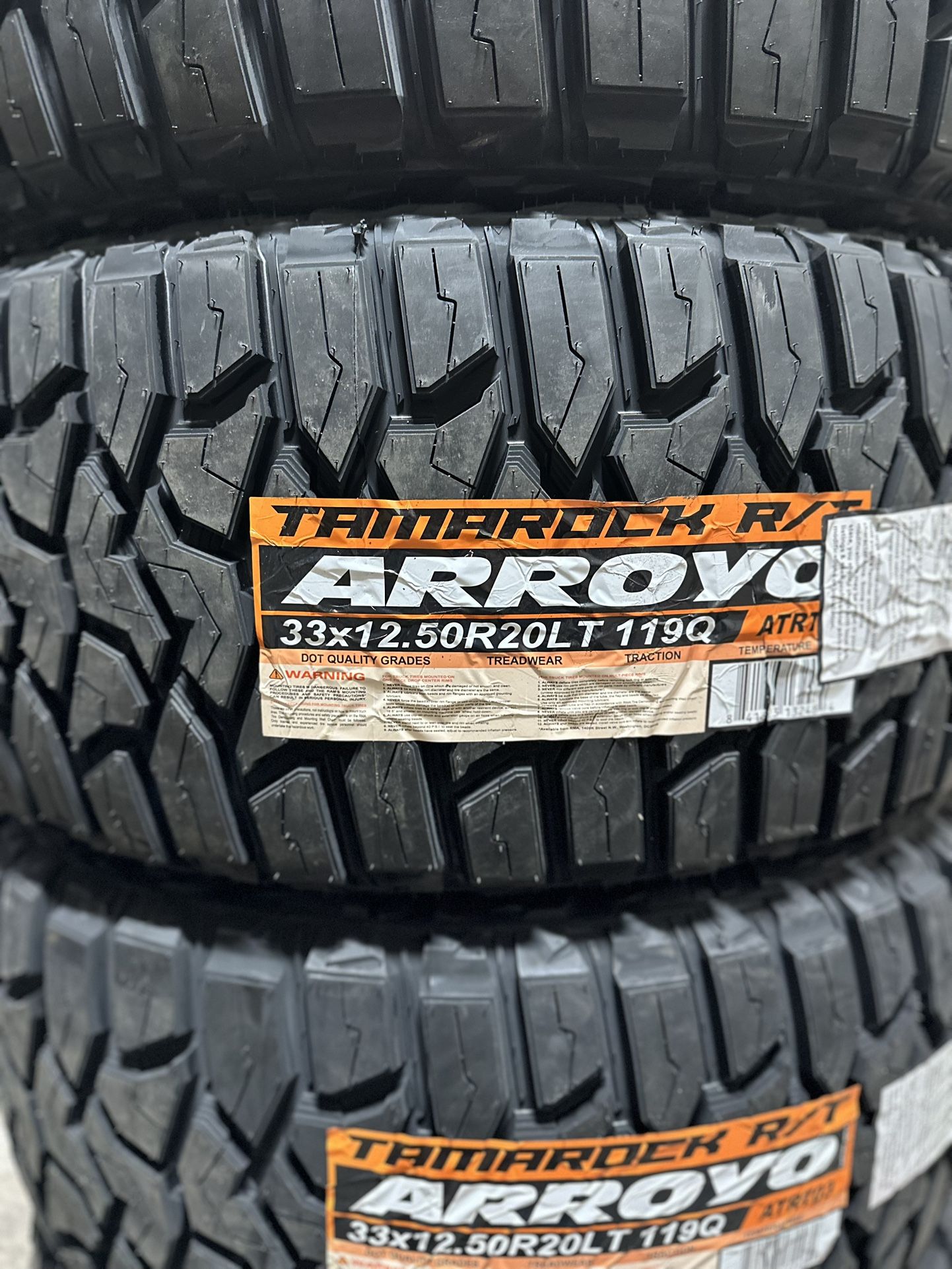 New Set Of (4) 33x12.50R20 Arroyo Tamarock RT 12 Ply Rugged Terrain Tires For Sale