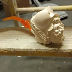 Meerschaum Pipe Carved Head of Bearded Man, Hand-Carved, Hand-Carved Pipe