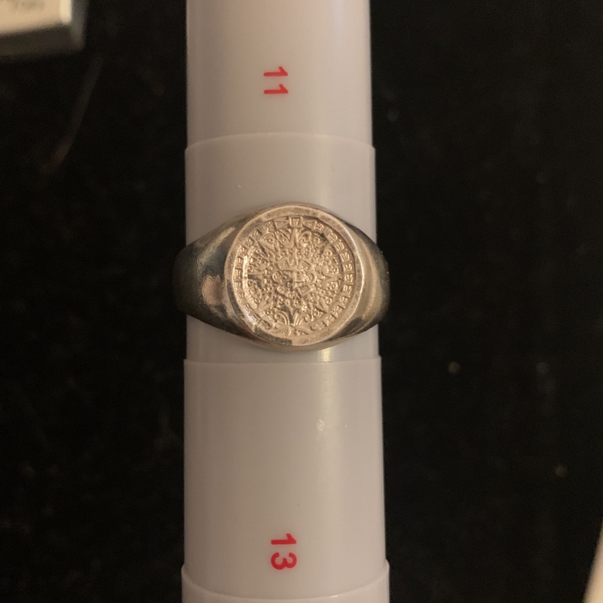 Sterling Silver Aztec Calendar Ring Size 11.5-12