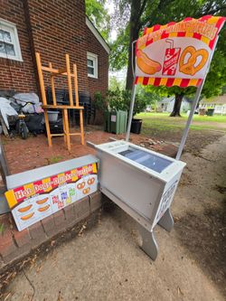 Childrens Hot Dog Food Cart with Menu Sign