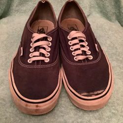 Vans Navy Blue White Low Top Lace Up Canvas Skateboard Shoes Mens Size 9.5