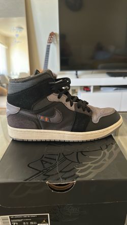 Men Size 7.5 Air Jordan 1 Mid SE Craft  Black/Cement Grey-Lt Graphite  DM9652-001