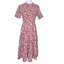 Hayden Los Angeles Women Floral Smocked Top Ruffle Mid Dress Small Romantic Boho
