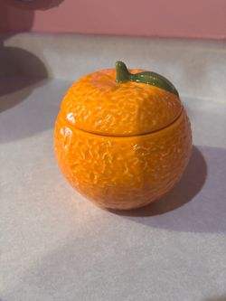 Ceramic Orange Shaped Lidded Jar