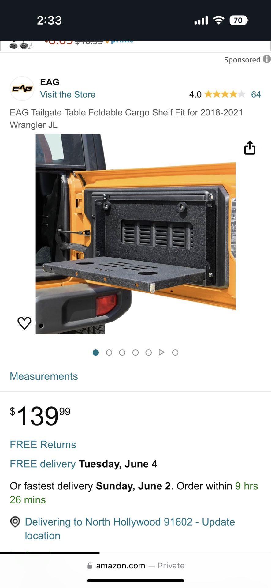 EAG Tail Gate Table For Jeep Wrangler