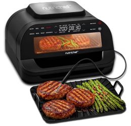 NutriChef Indoor Smokeless Grill | Smart Grill & Air Fryer with 7 Cooking Functions
