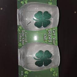 New! Irish St. Patrick's Day 21oz Curved Table Glasses (2-Pack)