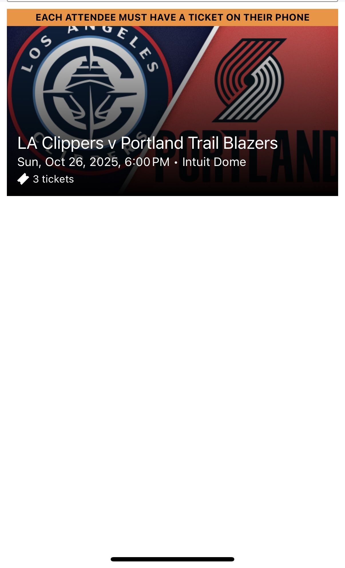 LA CLIPPERS VS. PORTLAND TRAIL BLAZERS