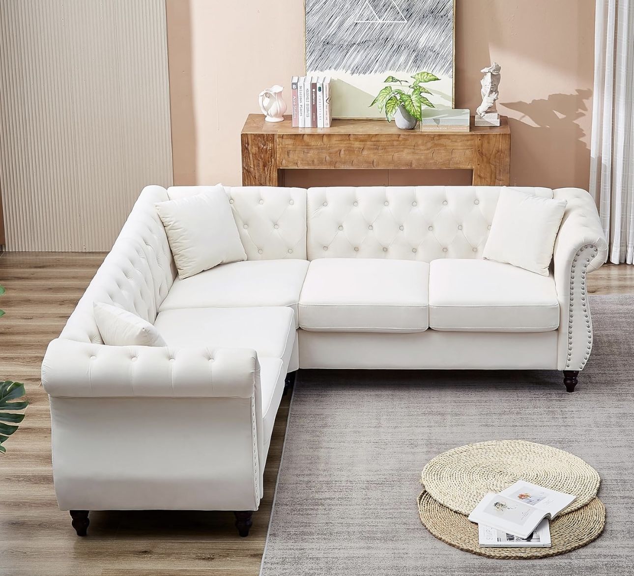 New Modern Style White Microfiber Corner Sectional Couch