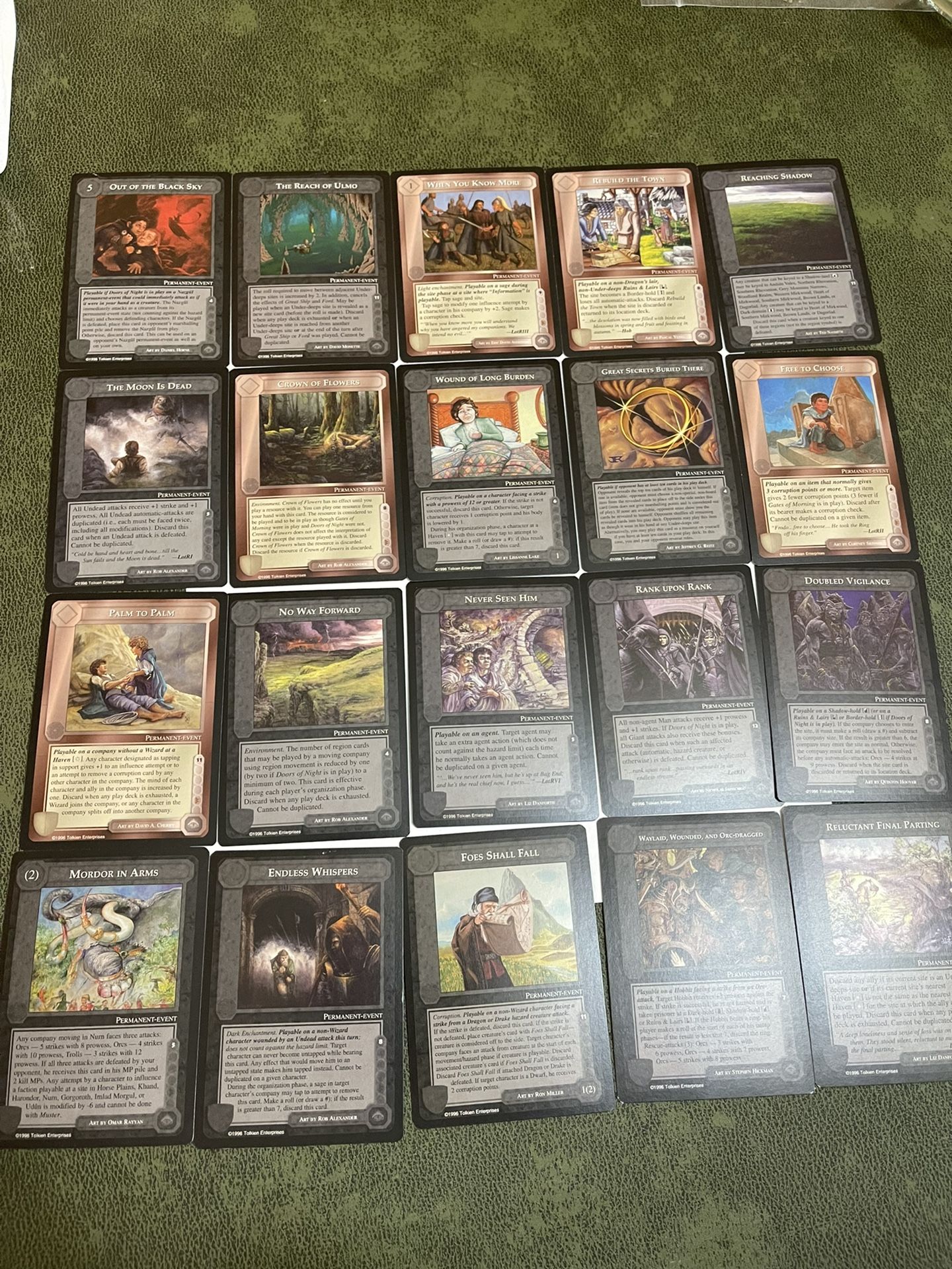 lot of 20 LOTR middle earth ccg black border cards #9