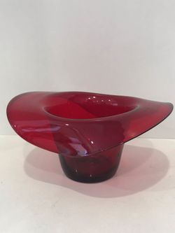 Glass Hat, hand blown, 3 1/2 “ tall, 7” wide
