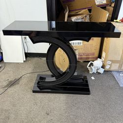 Defective product 39-inch Mirrored Console Table, Modern Black Entryway Table with Sparkling Crystal Inlays, Glass Sofa Table with Mirror 
