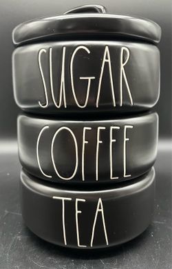 Rae Dunn Black Canister Set - Tea, Sugar, Coffee