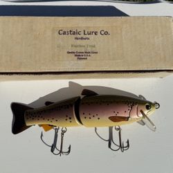 Vintage 9” New “Rainbow Trout” Hardbaits Castaic Lure Company- Wood Fishing Lure 