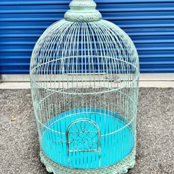 VINTAGE VICTORIAN STYLE BIRD CAGE COASTAL BLUE