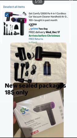 12000 Pa 4-in-1 Cordless Car Vacuum Cleaner Handheld Air Duster Pump & Blower with Brushless Motor | Portable Mini Vacuum for Car, Home & Office with