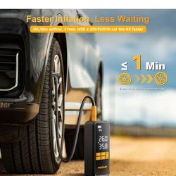 Brand New     Tire Inflator Portable Air Compressor, 5X Faster 160 PSI Portable Tire Inflator for Car with Carrying Case, Built-in Magnetic Storage, A