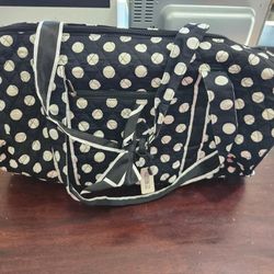  Black and White Polka Dot Duffle Bag Luggage 21"x10"x10" 