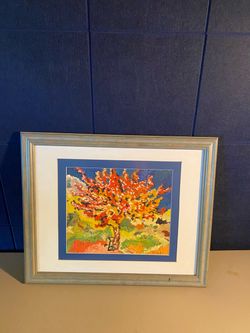 Framed Original Autumn Tree Painting