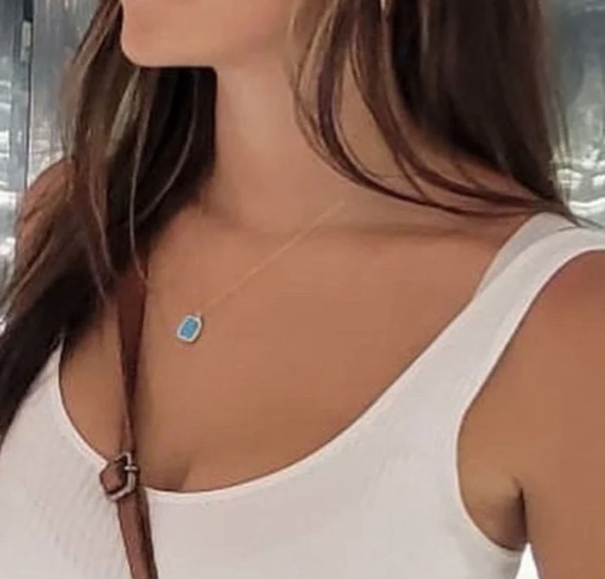 N124- Amazing Necklace With Turquoise Stone!