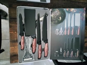 Kitchen Knife Set with Wood Handles