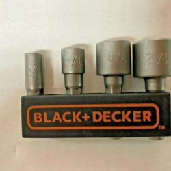 BLACK & DECKER 2 PACKS 8 PIECES TOTAL 1/4" 3/8" 3/16" 1/2" NUT DRIVER SET NEW