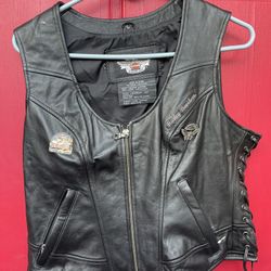 Harley Davidson Leather Vest, Women’s Size Large