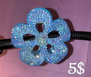 Blue Rhinestone Flower Hair Claw Clip