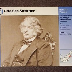 1997 Grolier Charles Sumner Massachusetts Senator Anti-Slavery History Vintage Collectible Large Card 