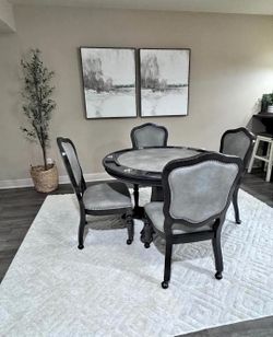 Round Poker Table and 4 Chair Set