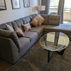 Sectional couch with full-sized hideabed 