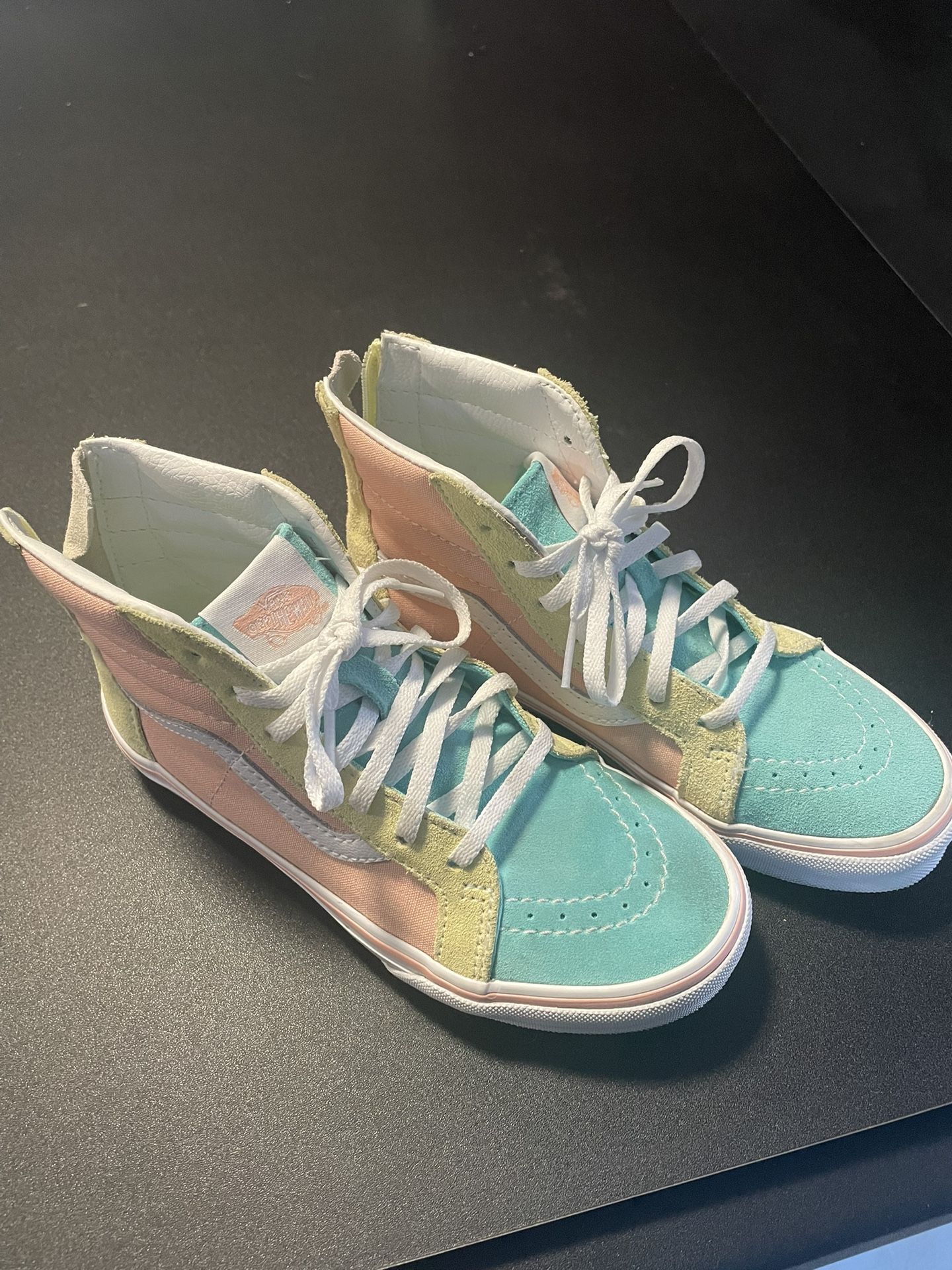 Vans Kids High-Top Sneakers - Teal, Peach, Yellow