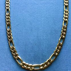 24” Diamond Cut Figaro 6mm Necklace 14k Gold Plated *Pickup Boca Raton