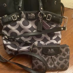 Leather/material Coach Handbag with Purse
