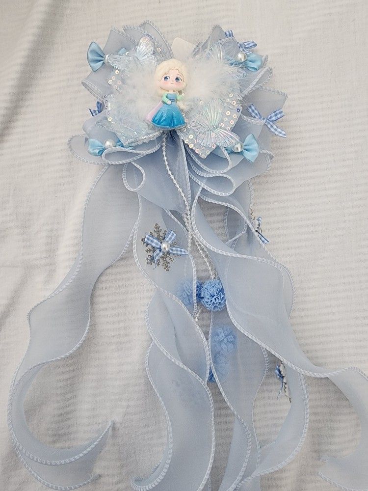 Elsa Princess Sparkling Bow Sequin Unicorn Tassel Fancy Girls Hair Clips LED