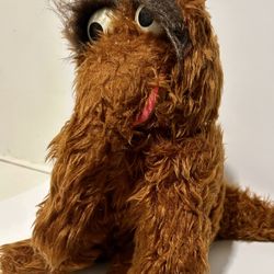 vintage Mr. Snuffleupagus plush toy from Sesame Street, likely produced by the manufacturer Knickerbocker in the 1970s. His character's full name is A