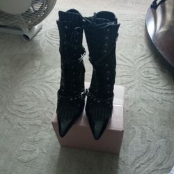 My Brand new Black and white strips double buckle boots