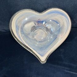 Vintage Murano Lavorazione Heart Shaped Art Glass Bowl