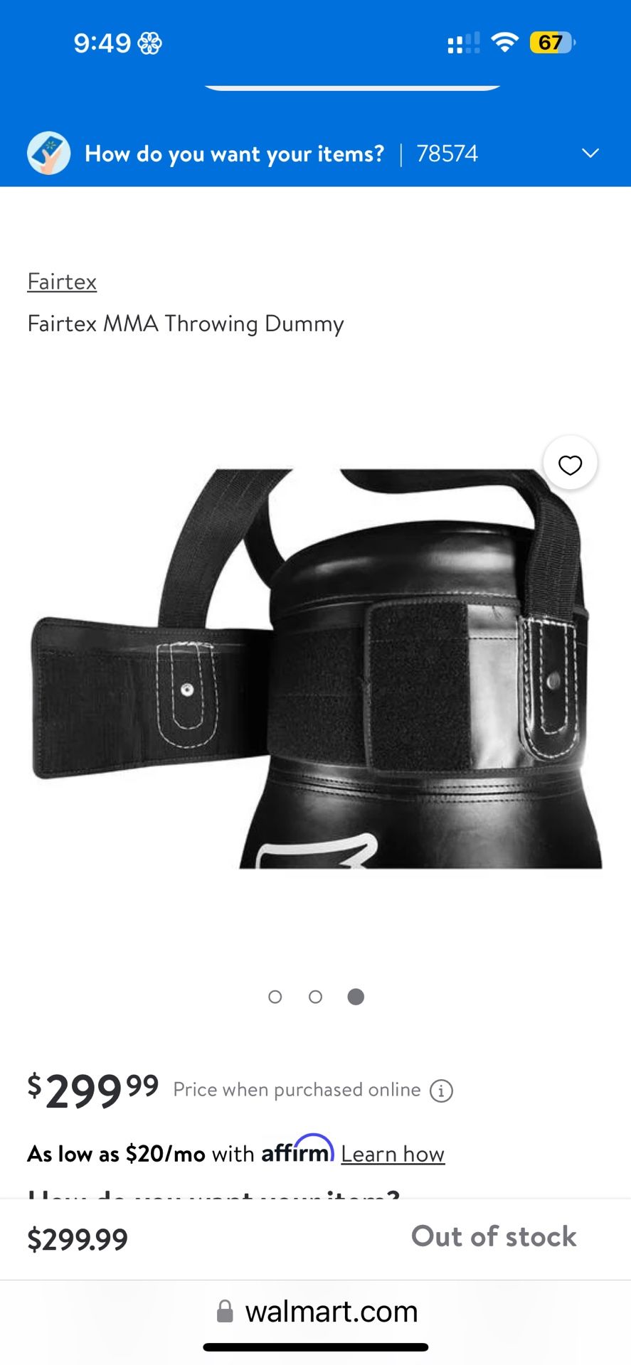 FAIRTEX PUNCHING BAG AND THROWING DUMMY