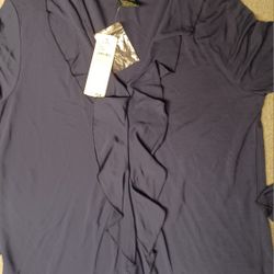 Ralph Lauren Women's Size XL XLARGE Dress Shirt Top  Blue New Tags $79
