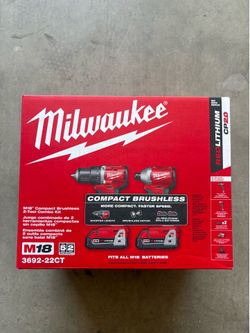 Milwakee Drill / Impact  18v With 2 Batteries, Charger And Bag