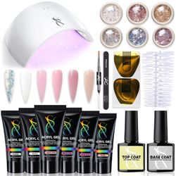 SXC Cosmetics Poly Extension Gel Nail Kit 30ML 6 Must Have Colors All in One Gel Nail Art Extension Starter Kit for beginners (Classic Series)